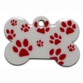Targhetta per animali a forma di osso con impronte rosse per collari personalizzati - 38*25*1.5mm / Rosso