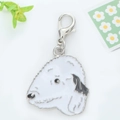 Ciondolo per cani Bedlington Terrier in smalto con moschettone in argento - Stile Testa di Bedlington Terrier (2)