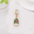 Cartoon rose in glass dome enamel keychain with golden alloy lobster clasp - Rose in Bell Jar