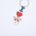 Cute Corgi keychain with I heart dog pendants and blue enamel letter charm decor - Corgi