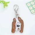 Basset Hound enamel metal charm with silver lobster clasp for keyrings and bags - Basset Hound Head Style (9)