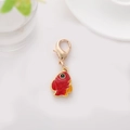 Cartoon red fish metal charm with gold lobster clasp for keychains and bag decoration - Red Koi Fish