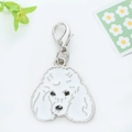 Cute poodle dog metal lobster clasp charm in white enamel finish for keychains - White Teddy or Poodle Head Style (12)