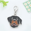 Rottweiler dog charm keychain with silver lobster clasp and black enamel finish - Rottweiler Head Style (13)