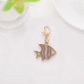 Creative gold fish keychain with purple glitter enamel for bags and car keys - Fish 1