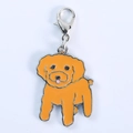 Schattige oranje emaille poedel sleutelhanger met zilveren karabijnhaak voor tas - 30MM / Teddyhond