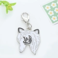Black and white enamel dog head charm with silver lobster clasp for bag decoration - Long Haired Dog or Chinese Crested Head Style (14)