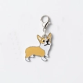 Porte-clés Corgi mignon en métal avec finition émail jaune et blanc - Pendentif Uniquement / Petit Pendentif Corgi Jaune