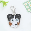 Border Collie enamel metal charm with lobster clasp for bags and keyrings - Border Collie Head Style (15)