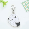 Enamel Basset Hound dog keychain with silver lobster clasp for bags and gifts - Black and White Basset Hound Head Style (17)