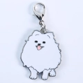Gepersonaliseerde witte emaille hondenhanger met zilveren rand en stevige karabijnsluiting - 30MM / Dwergkeeshond