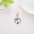 Blue heart pendant charm with gold frame and pearls for bags and keychains - Heart Style 1
