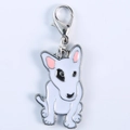 Bull Terrier emaille hanger sleutelhanger met zilveren metalen karabijnsluiting decor - 30MM / Bull Terriër