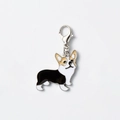 Cute Corgi enamel keychain with metal lobster clasp for bag decoration and pet gift - Pendant Only / Small Black Corgi Pendant