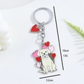 Bully dog keychain with pink heart envelope design and red balloon charms, 10cm length - Golden Retriever with Heart Envelope
