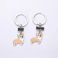 Ensemble de deux porte-clés Corgi en métal avec pendentifs BEST FRIENDS gravés - Ensemble Meilleurs Amis / Ensemble Corgi Jaune Best Friend