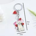 Cartoon white dog zinc alloy keychain with heart balloons and envelope pendant - Golden Retriever with Envelope