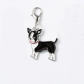 Detail of Boston Terrier enamel pendant with red collar and silver lobster clasp - Small Black Dog Charm