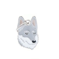 Husky dog head keychain pendant in grey and white enamel with silver metal ring - 44 Czechoslovakian Wolfdog
