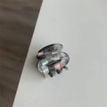 Elegante molletta per capelli in acetato marmorizzato grigio con riflessi madreperla - Mini Stile Marmo a Forma di Ventaglio