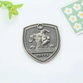 Vintage silver shield dog tag with Schnauzer relief and puppy text for pet collars - Cesky Fousek (172)