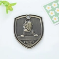 Vintage bronze shield pet tag with puppy relief and engraved puppy text for dogs - Cane Corso (133)