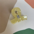 Pinza per capelli giallo pallido traslucida con un cristallo rettangolare brillante - Molla Capelli Gialla (4cm x 3cm 7.2g)