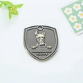Antique bronze shield-shaped pet ID tag with Doberman relief and puppy text engraving - Doberman (167)