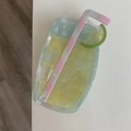 Creative cocktail-shaped hair claw made of acetate with striped straw and lemon detail - Light Yellow Straw Lemon Style