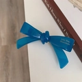 Pinza para el pelo con lazo azul oscuro de acetato y letras blancas hechas a mano - Azul