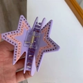 Elegante pinza per capelli a stella in acetato viola con strass rosa per donna - Viola