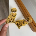 Detailansicht der handgefertigten Haarklammern aus Acetat mit Golden Retriever Motiven - Golden Retriever