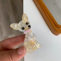 Detailaufnahme einer Chihuahua Haarklammer aus Acetat mit Goldrand und Marmoreffekt - Chihuahua