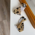 Detail von Hunde-Haarspangen aus Marmor-Acetat mit goldener Entenschnabel-Klammer - Australian Shepherd