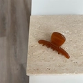 Detail of amber tortoise shell hair claw clip with FRANCE Handmade engraving on stone - Caramel