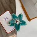 Elegante molletta per capelli a stella in peluche turchese con strass scintillanti - Pentagramma (D2-089) / Blu-Verde