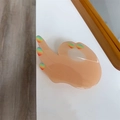 Detailed view of acetic acid hair claw clip in unique OK hand gesture shape with rainbow tips - Beige OK Gesture