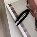 Fermaglio per capelli vintage in velluto nero con eleganti perle bianche - Stile Clip BB Grande
