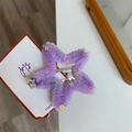 Fermaglio per capelli a stella di peluche viola con ricami colorati e strass lucidi - Pentagramma (D2-089) / Viola