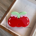Pinza per capelli a ciliegia rossa in acetato con foglie verdi e fiocco rosa, 7,7x5cm - Fermaglio per Capelli a Ciliegia Rossa