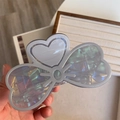 Pinza per capelli olografica oversize a forma di fiocco con motivo a cuore per lei - 11 cm x 6 cm / Blu