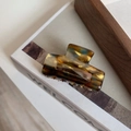 Square acetate hair claw with amber and blue tortoiseshell pattern for half-up hair - Mixed Floral Marble Pattern