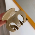 Dettaglio della pinza per capelli marrone a forma di zucca con scritta Barrette La France - Cachi