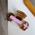 Creatieve haarklem van acetaat met bruin schildpadpatroon en roze kruisicoon - Karamel Plus-teken Klem