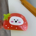 Cute strawberry acetate hair claw clip with red white polka dots and green leaf detail - Red Strawberry Style