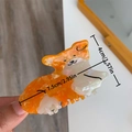 Cute fox shaped acetate hair claw clip with orange marble pattern for half-up hairstyles - Full Body Corgi Claw Clip (7.5cm x 4cm)