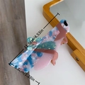 Heuschrecken-Haarklammer aus Essigsäure in Rosa und Blau mit Marmor-Effekt-Design - Heuschreckenform (11.5cm x 5.8cm)
