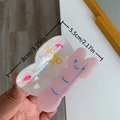 Pinza per capelli a farfalla in acetato rosa e avorio con grazioso smiley e fiocco - Clip a Farfalla Rosa
