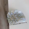 Conch shaped hair claw in light blue acetate with gold lines and white dots, 8.5cm size - Conch Claw Clip / Light Blue