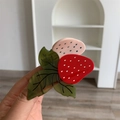 Pince à cheveux fraise en acétate avec motifs à pois rouges et roses pour femmes - Pince à Cheveux Fraise Rose et Rouge